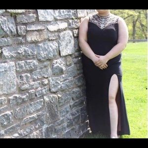 Prom dress with jeweled neck and back